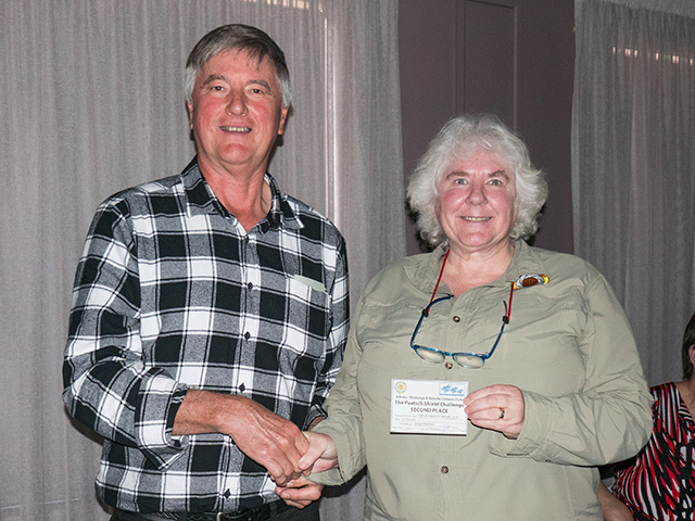 Noel presenting the Second Place award to Debbie Shepherd